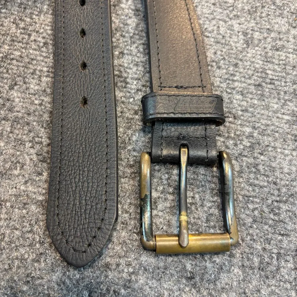 Dickies Mens Black Genuine Leather Work Belt Brass Buckle Size 46-48 XXL